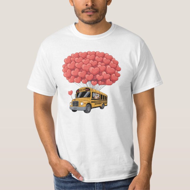 Happy Valentine's Day Bus with Owl T-Shirt (Front)