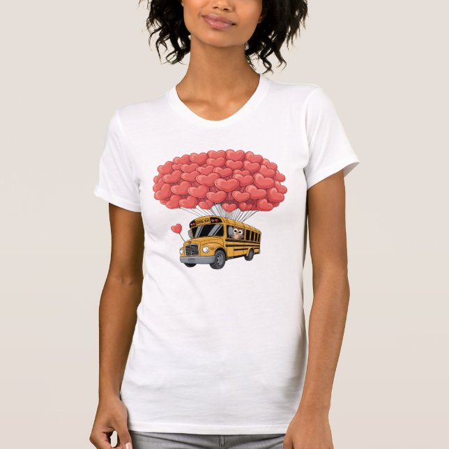 Happy Valentine's Day Bus with Owl T-Shirt (Front)