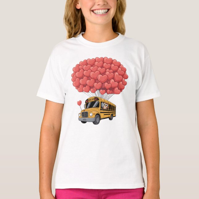 Happy Valentine's Day Bus with Owl T-Shirt (Front)