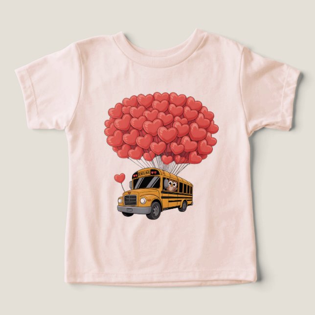 Happy Valentine's Day Bus with Owl Toddler T-shirt (Design Front)