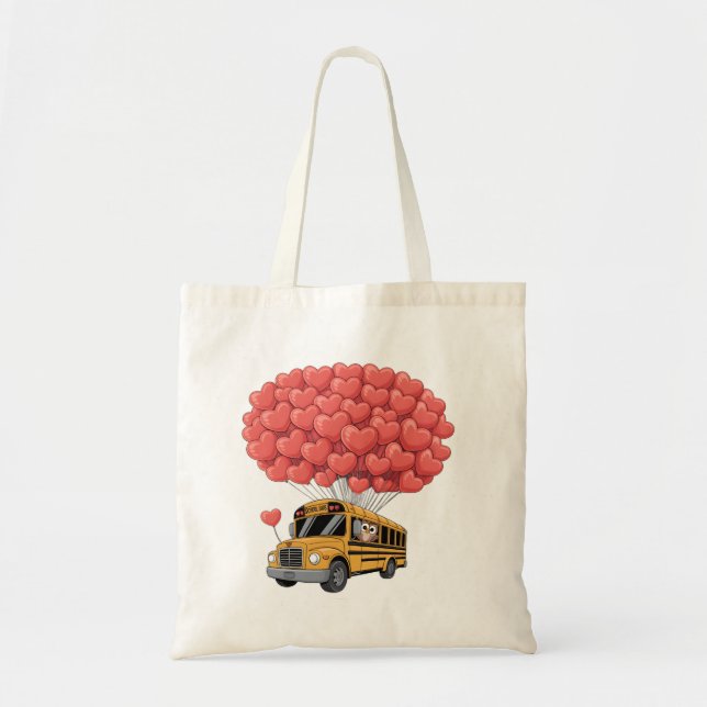 Happy Valentine's Day Bus with Owl Tote Bag (Front)