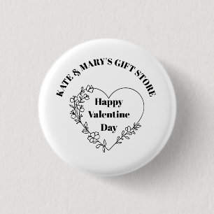 Happy Valentine's Day Business Name  Button