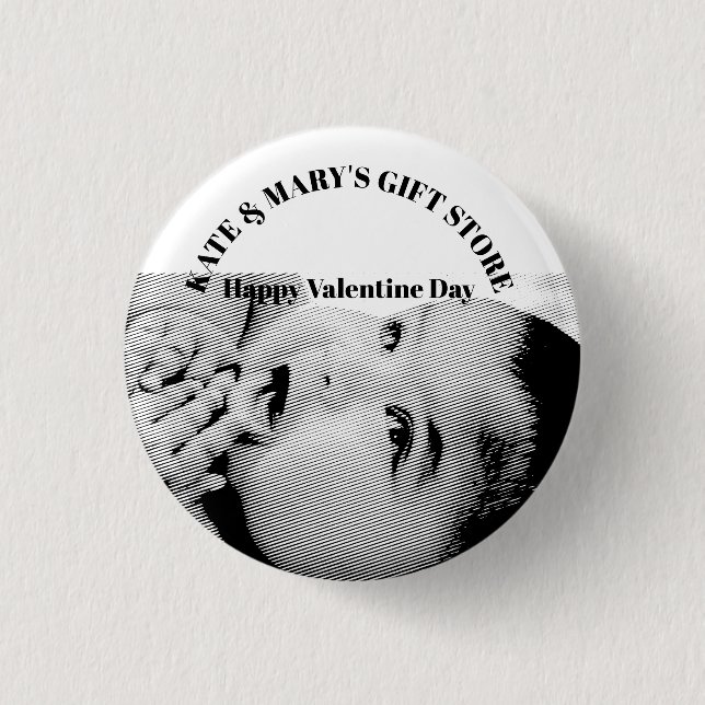 Happy Valentine's Day Business Name  Button (Front)