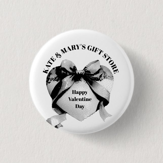 Happy Valentine's Day Business Name  Button (Front)