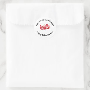 Happy Valentine's Day Business Name  Classic Round Sticker