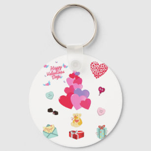 Happy Valentine's Day button keychain. Keychain