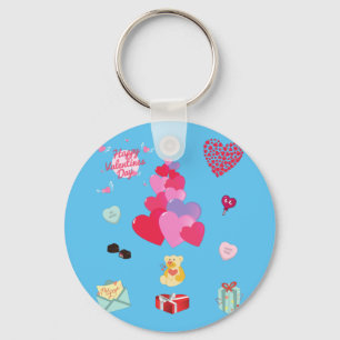Happy Valentine's Day button keychain. Keychain