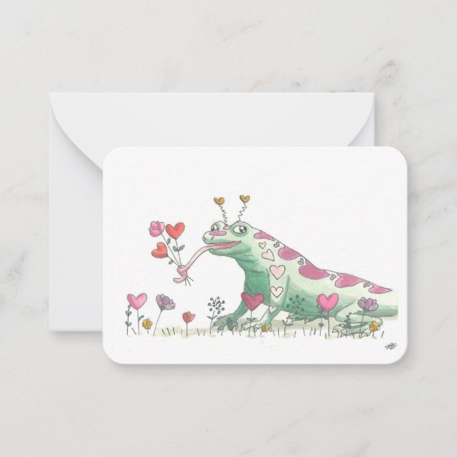 Happy Valentine's Day by Frankillie: Lizard Note Card (Front)