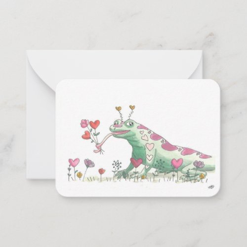 Happy Valentines Day by Frankillie Lizard Note Card