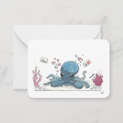 Happy Valentines Day by Frankillie Octopus Note Card