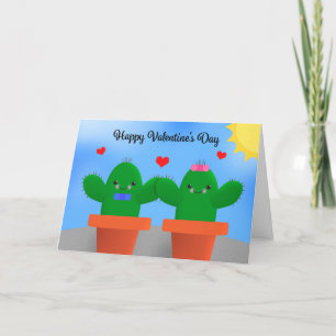 Happy Valentine's Day Cactus Illustration Humor  Holiday Card