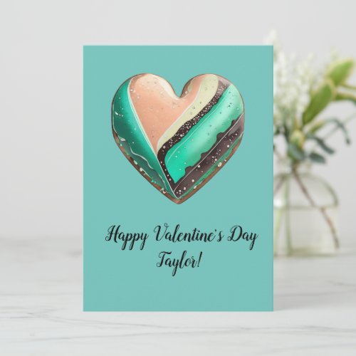 Happy Valentines Day Cake Heart Holiday Card
