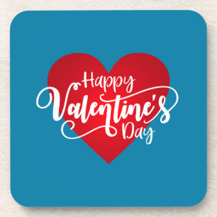 Happy Valentine's Day Calligraphy Coaster