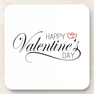 Happy Valentine's Day Calligraphy Coaster