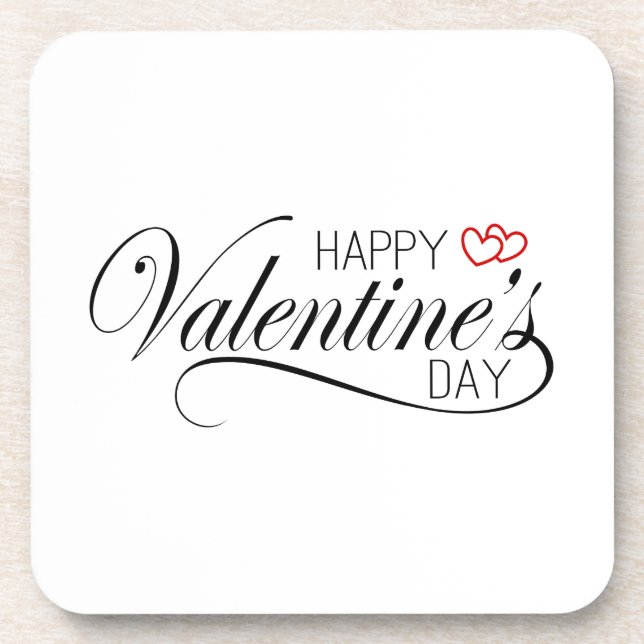Happy Valentine's Day Calligraphy | Coaster (Front)