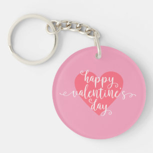 Happy Valentine's Day Calligraphy Keychain