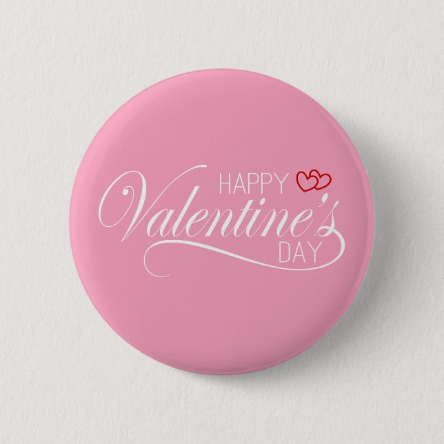 Happy Valentine's Day Calligraphy | Pin Button (Front)