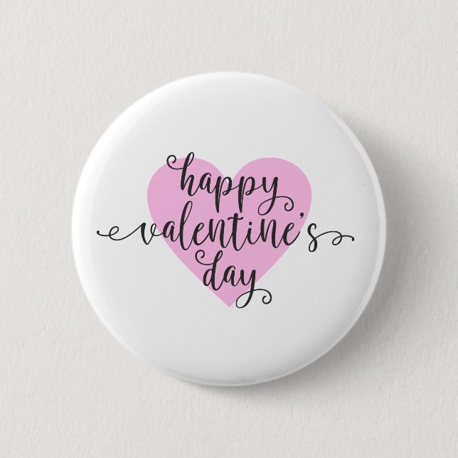 Happy Valentine's Day Calligraphy | Pin Button (Front)