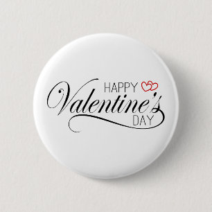 Happy Valentine's Day Calligraphy   Pin Button