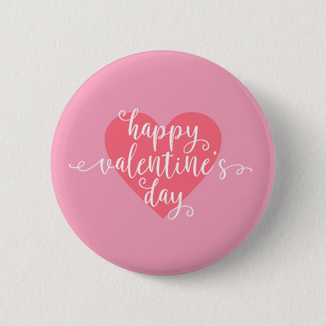 Happy Valentine's Day Calligraphy | Pin Button (Front)