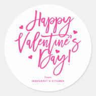 Happy Valentine's Day Calligraphy Script Classic Round Sticker