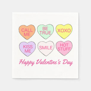 Happy Valentine's Day Candy Conversation Hearts Paper Napkins
