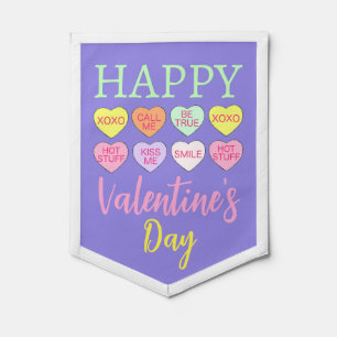 Happy Valentine's Day Candy Conversation Hearts Pennant