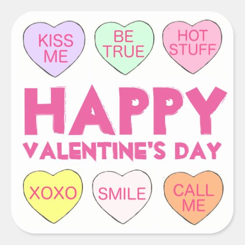 Happy Valentines Day Candy Heart Hearts Stickers