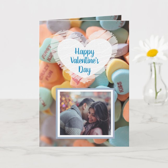 Happy Valentine's Day Candy Hearts Photo Card (Small Plant)
