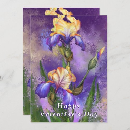 Happy Valentines Day Card _ Beautiful Iris Flower