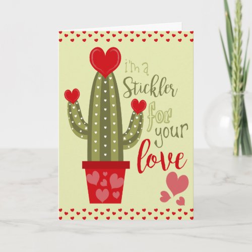 Happy Valentines Day Card Cactus Hearts Typography