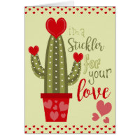 Happy Valentines Day Card Cactus Hearts Typography