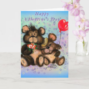 Happy Valentine's Day Card Couple Bear Love Hug
