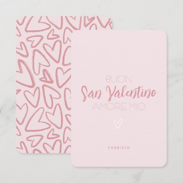 Happy Valentine's Day Card in Pink - Italian (Front/Back)