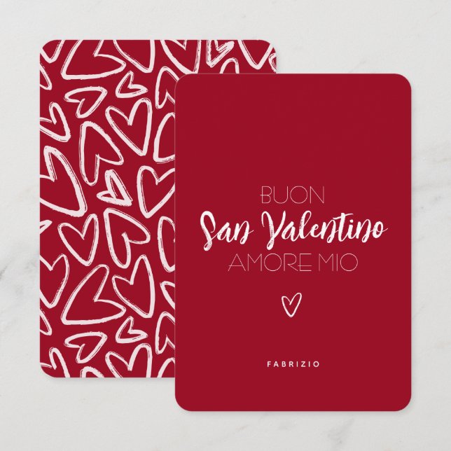 Happy Valentine's Day Card in Red - Italian (Front/Back)