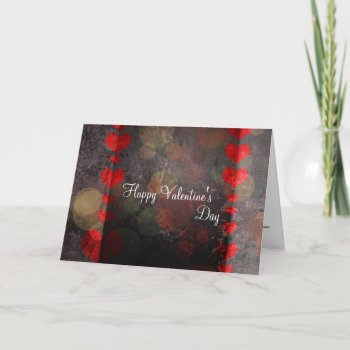 Happy Valentine's Day Card Retro Hearts Red Brown by OLPamPam at Zazzle