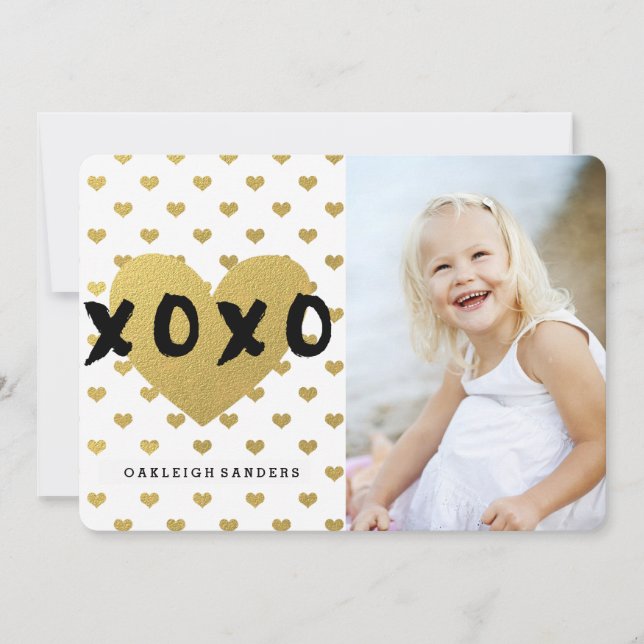 Happy Valentine's Day Card with Gold Hearts (Front)