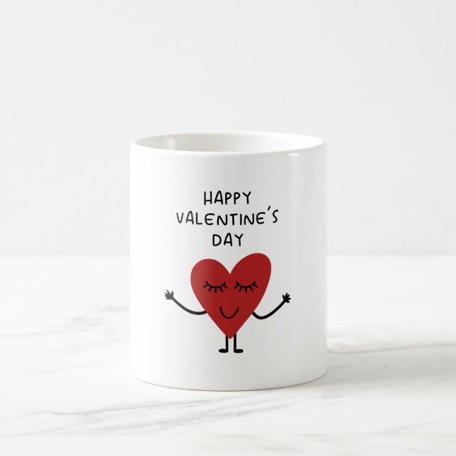Happy Valentine's Day cartoon heart  Coffee Mug (Center)