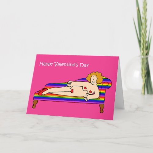 Happy Valentines Day Cartoon Lesbian Lady Card