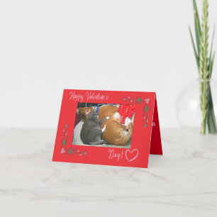 Happy Valentine's Day, Cat and Dog Letterpress Thank You Card