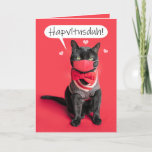 Happy Valentine's Day Cat Talking in Covid Mask Holiday Card