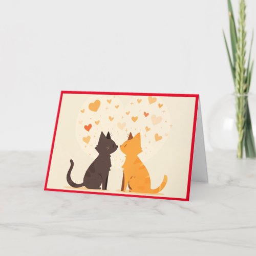 Happy Valentines Day Cats Holiday Card