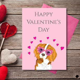 Happy Valentine's Day Cavalier King Sunglasses Holiday Card