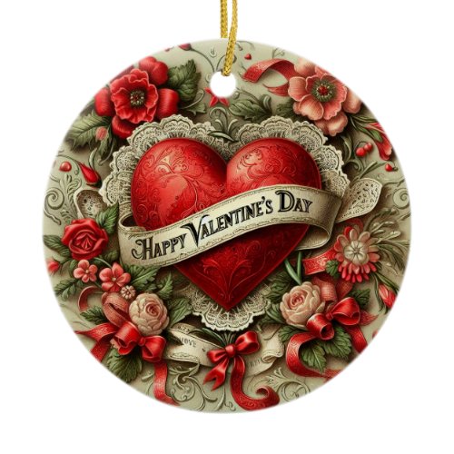 Happy Valentine's Day Ceramic Ornament