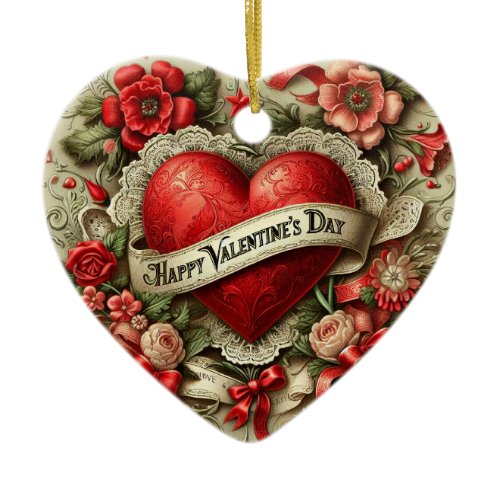 Happy Valentine's Day Ceramic Ornament