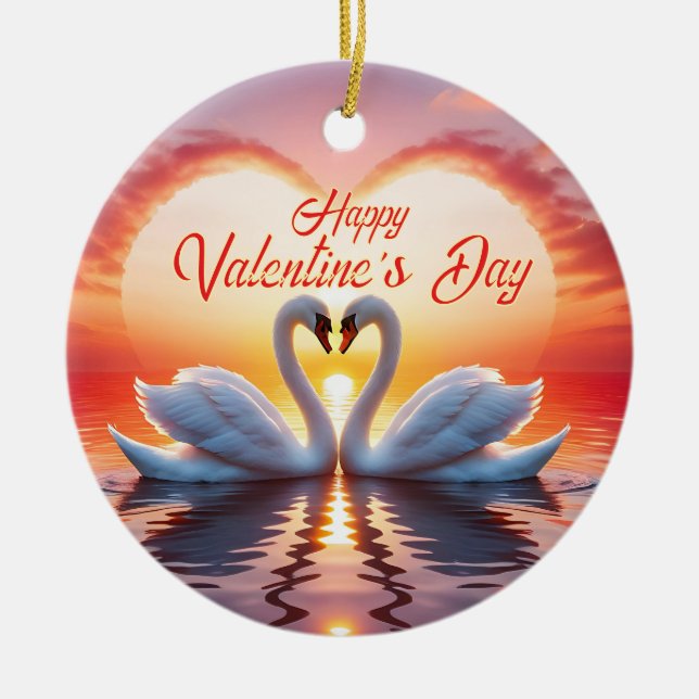 Happy Valentine's Day Ceramic Ornament (Front)