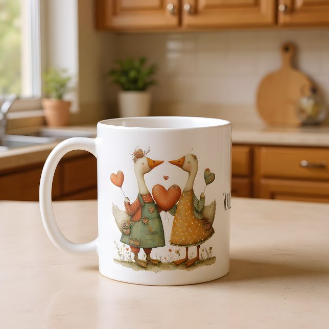 Happy Valentine's Day Charming Geese Coffee Mug (Creator Uploaded)