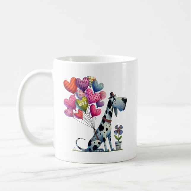 Happy Valentine's Day Charming Great Dane Coffee Mug (Left)