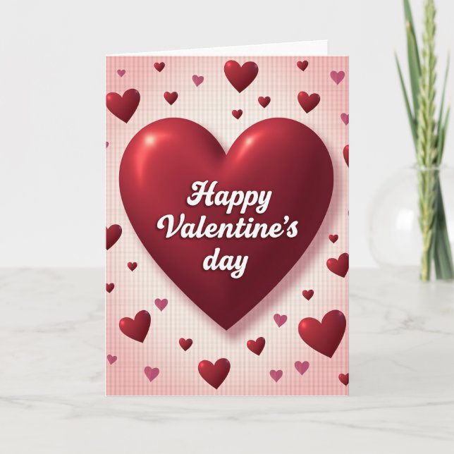 Happy Valentines Day Checkered Card (Front)