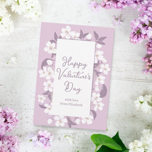 Happy Valentines Day Chic Custom Pink Floral Card